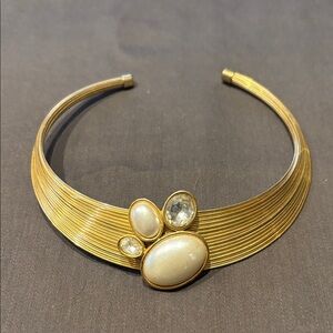 Vintage choker with rhinestone and bead detail.
